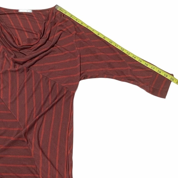 MAI Tai Red Burgundy Striped Cowl Neck Blouse - Picture 8 of 12